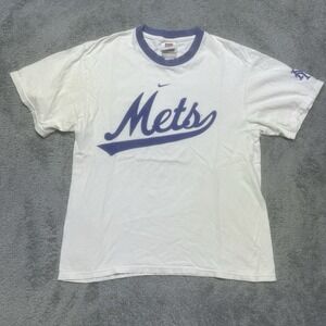 Vintage Nike Team New‎ York Mets T Shirt Womens M Center Swoosh MLB Baseball Y2K